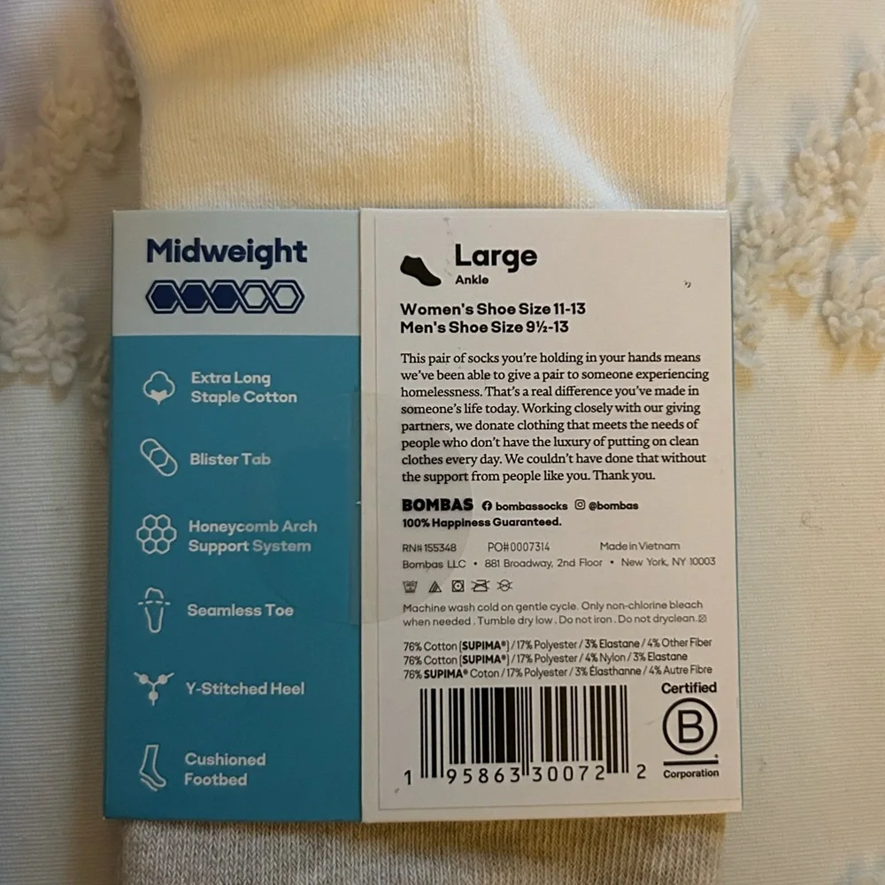 3 pack of Bombas Men's or Womens Casual Socks - Lavender, Charcoal, and Ivory - Picture 3 of 4